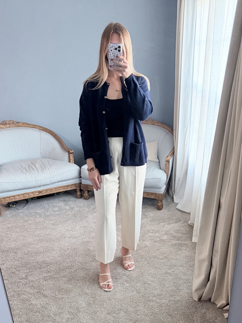 Navy Cable Knit Cardigan